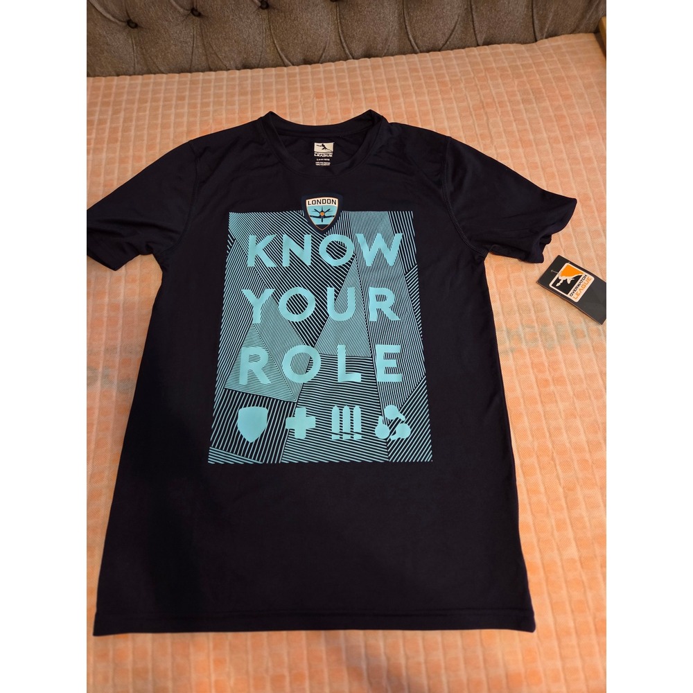 Overwatch League London Spitfire Know Your Role Navy Blue Shirt Mens Small NWT